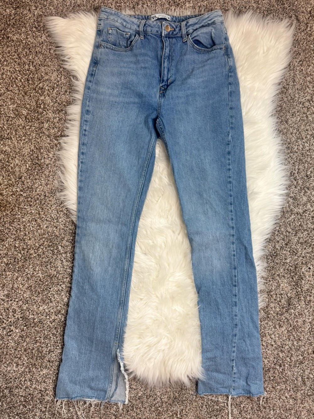 Zara Light Blue Straight-Leg Women's Jeans